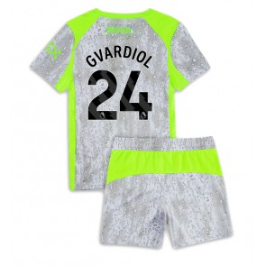 Lacne Dětský Futbalové dres Manchester City Josko Gvardiol #24 2025-26 Krátky Rukáv - Tretina (+ trenírky)